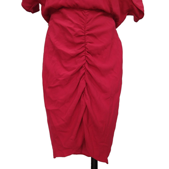 Trina Turk Zest Dress Size 4 NWT Sangria Red Batwing Shirred Skirt Surplice - Picture 4 of 12